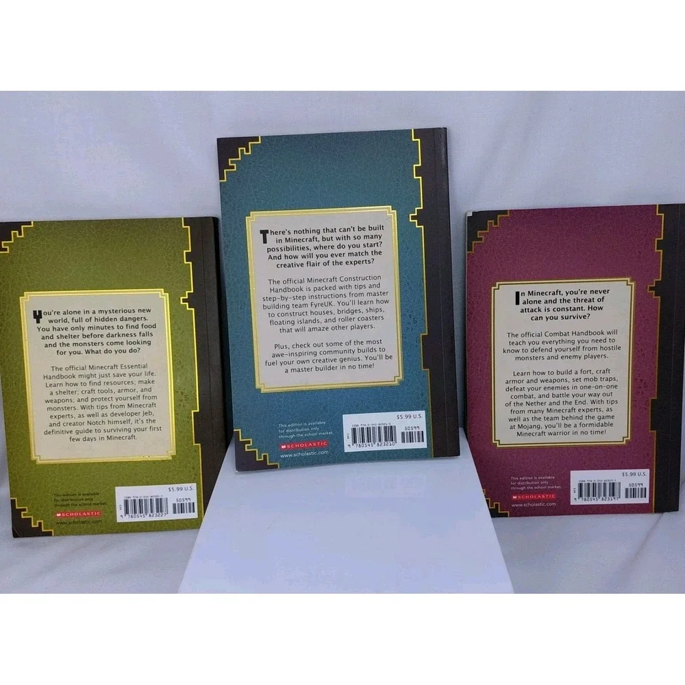 Minecraft Handbook Set Mojang (Combat, Construction,‎ Essential) 2015